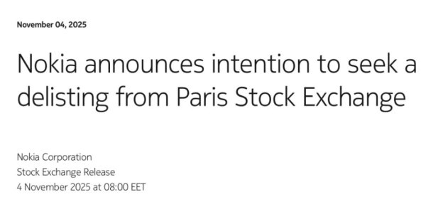 鼎信天下 千亿巨头诺基亚突然宣布: 计划退市! 英伟达此前决定投资公司10亿美元